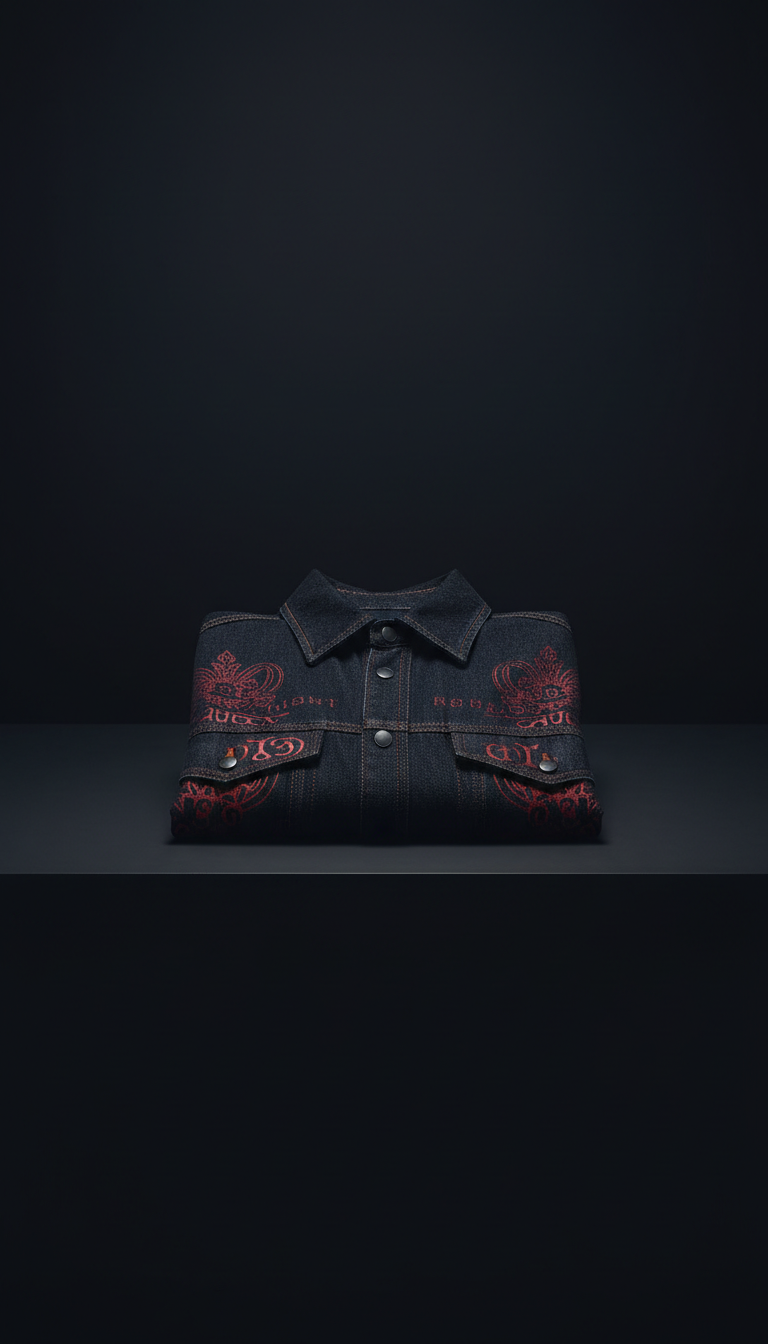 Archival Red foil-stamped oversized denim shirt